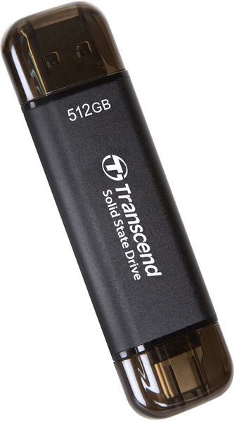 Портативний SSD Transcend 512GB USB 3.1 Gen 2 Type-A + Type-C ESD310 Чорний (TS512GESD310C) 379673 фото