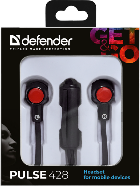 гарнітура DEFENDER Pulse 428 Black/Red 306109 фото