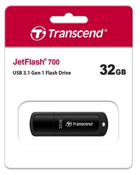 Накопичувач Transcend 32GB USB 3.1 Type-A JetFlash 700 Чорний (TS32GJF700) 374326 фото