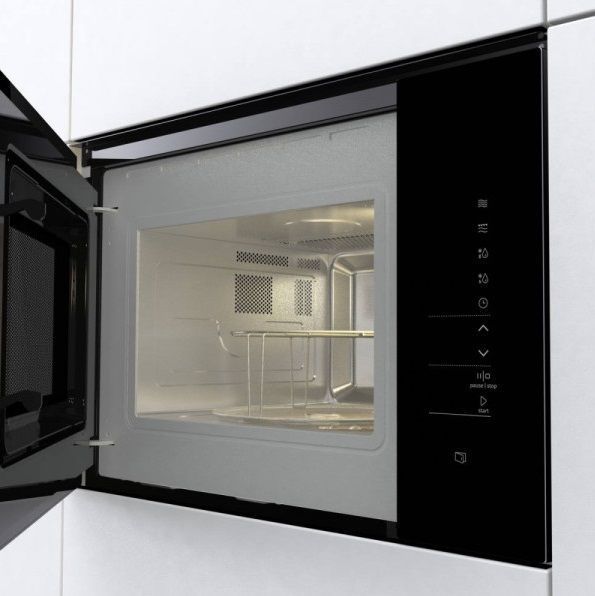 Мікрохвильова піч Gorenje вбудовувана, 25л, електр. управл., 900Вт, гриль, дисплей, інвертор, чорний (BMI251SG3BG) 373640 фото