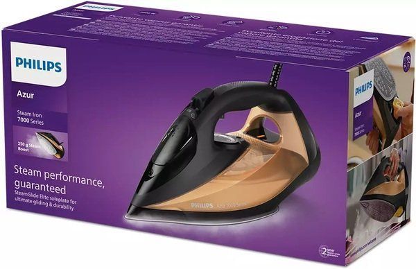 Праска Philips 7000 Series, 2800Вт, 300мл, паровий удар -250гр, постійна пара - 50гр, нерж. сталь, чорно-золотий (DST7040/80) 374061 фото