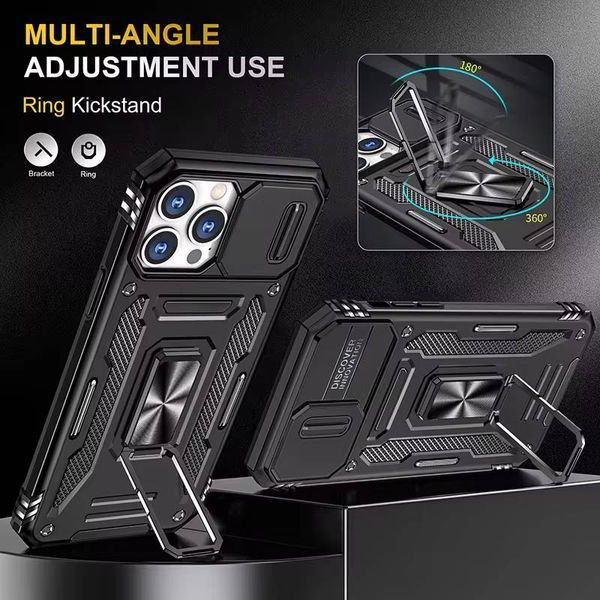 Ударостійкий чохол Camshield Army Ring для Apple iPhone 13 Pro (6.1") Чорний / Black 315905 фото