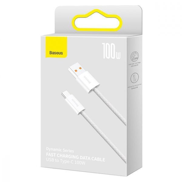 Кабель Baseus Dynamic Series Fast Charging Type-C 100W (1m) (CALD000602) white 396917 фото