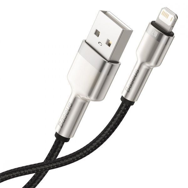 Кабель Baseus Cafule Metal Lightning 2.4A (0.25m) CALJK-01 Black 239120 фото
