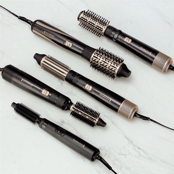 Фен-щітка Remington Blow Dry & Style Caring, 1000Вт, 2 режими, іоніз-я, хол. обдув, чохол, кераміка, чорно-золотий (AS7500) 367335 фото