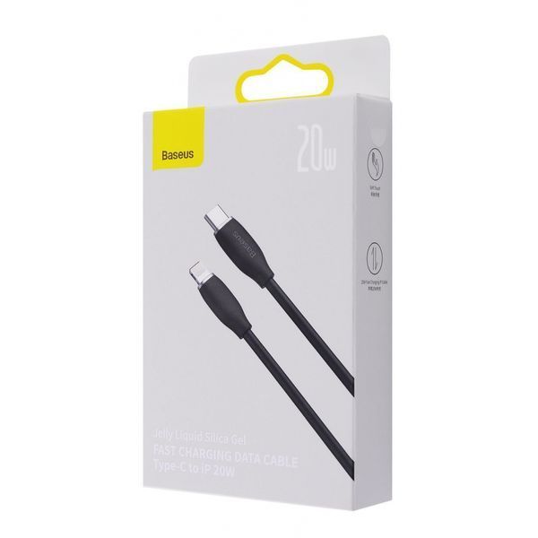 Кабель Baseus Jelly Liquid Silica Gel Fast Charging Data USB кабель Type-C to Lightning 20W 1.2m (CAGD020001) Black 255216 фото