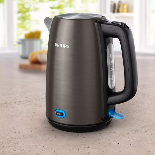 Електрочайник Philips Viva Collection 1.7л, LED підсвітка, сріблясто-чорний (HD9353/90) 370439 фото