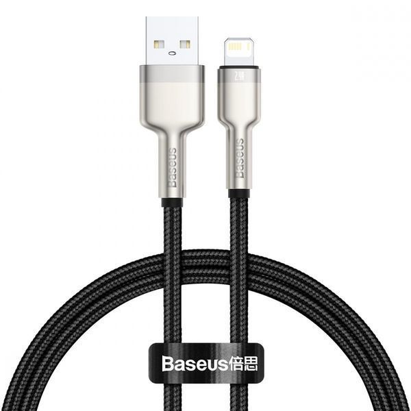 Кабель Baseus Cafule Metal Lightning 2.4A (0.25m) CALJK-01 Black 239120 фото
