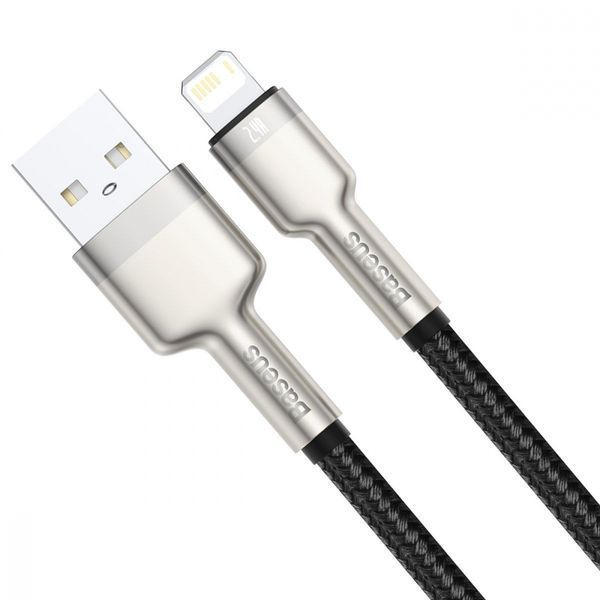 Кабель Baseus Cafule Metal Lightning 2.4A (0.25m) CALJK-01 Black 239120 фото