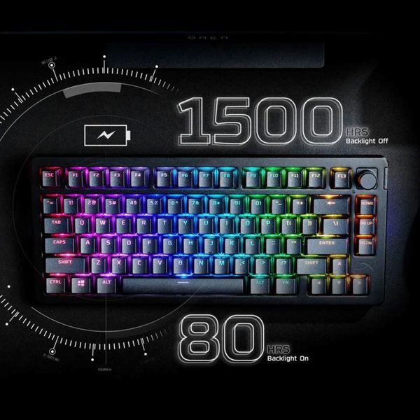 Клавіатура механічна HyperX Alloy Rise 75key, Red, USB-A/WL/BT, EN/UA, RGB, чорний (91Y91AA) 365949 фото