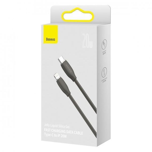 Кабель Baseus Jelly Liquid Silica Gel Fast Charging Data USB кабель Type-C to Lightning 20W 1.2m (CAGD020001) Black 255216 фото