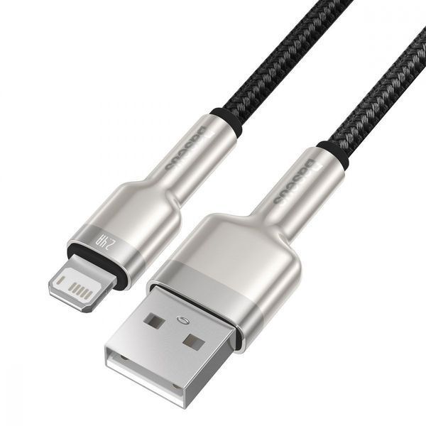 Кабель Baseus Cafule Metal Lightning 2.4A (0.25m) CALJK-01 Black 239120 фото