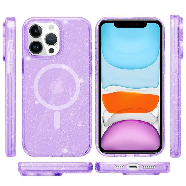 Чохол TPU Galaxy Sparkle (MagFit) для Apple iPhone 13 Pro (6.1") Purple+Glitter 277378 фото