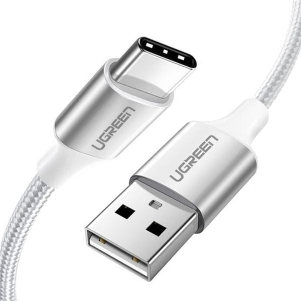 Кабель UGREEN US288 USB 2.0 To USB Type-C Cable Nickel Plating Aluminum Braid 3A 1m White (60131) 278852 фото