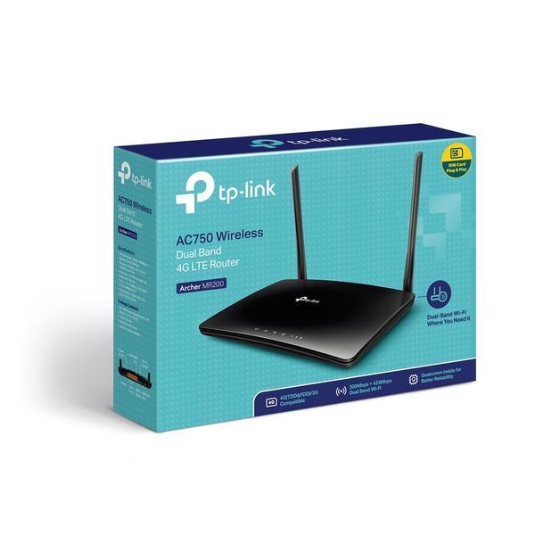 Точка доступу з функцією маршрутизації, мережеве обладнання 733MBPS 10/100M 4P DUAL BAND ARCHER MR200 TP-LINK 292861 фото