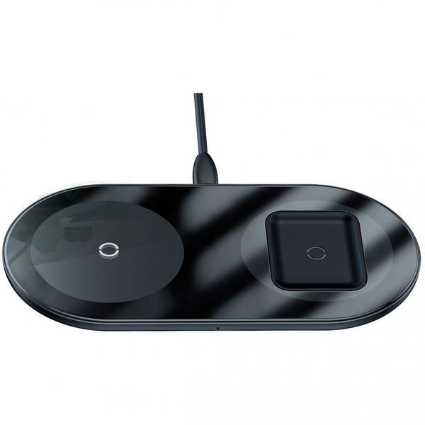 Бездротовий зарядний пристрій Baseus Simple 2in1 (WXJK-A01) Crystal (Phone + Pods) Black 144528 фото