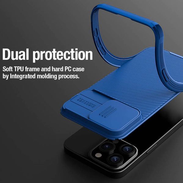 Карбонова накладка Nillkin CamShield Pro для Apple iPhone 15 Pro (6.1") Blue 361158 фото