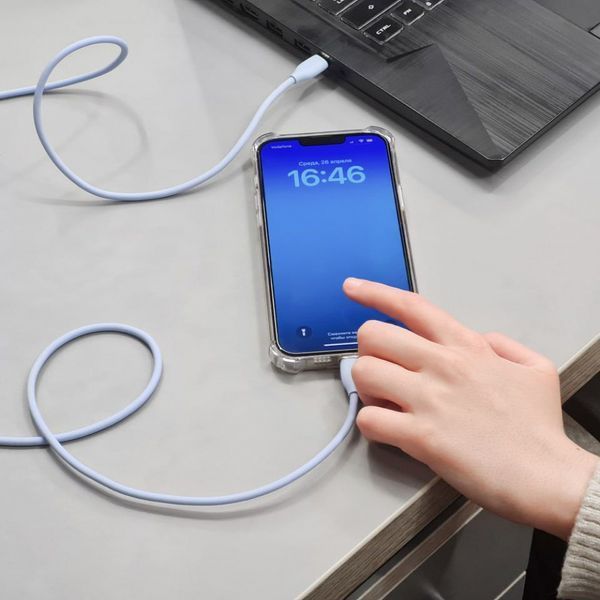 Кабель Baseus Jelly Liquid Silica Gel Fast Charging Data USB кабель Type-C to Lightning 20W 1.2m (CAGD020001) Black 255216 фото