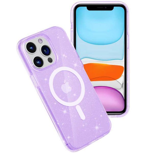 Чохол TPU Galaxy Sparkle (MagFit) для Apple iPhone 13 Pro (6.1") Purple+Glitter 277378 фото