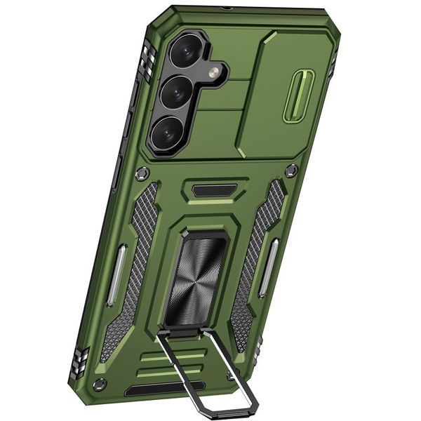 Ударостійкий чохол Camshield Army Ring для Samsung Galaxy S25 FE Оливковий / Army Green 404735 фото