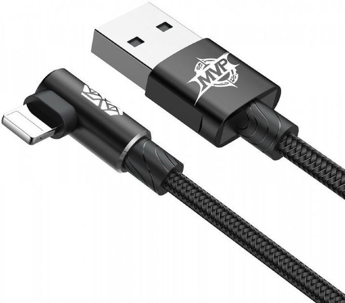 Кабель Baseus MVP Elbow Type USB кабель USB For IP 1.5A 2m (CALMVP-A01) Black 260051 фото
