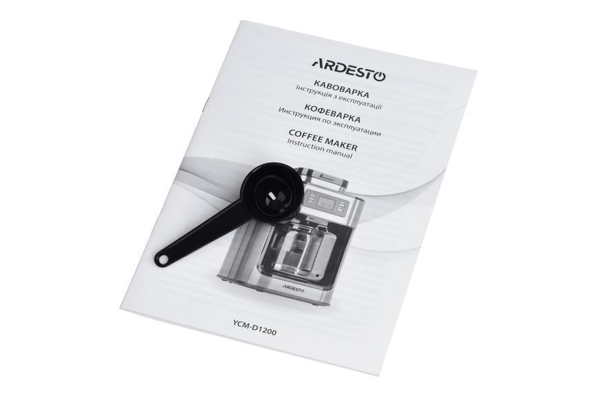 Кавоварка Ardesto крапельна Steel Collection 1.2л, зерно + мелена, дисплей, сріблясто-чорний (YCM-D1200) 372761 фото