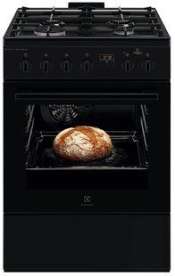 Плита Electrolux комбінована, 58л, 60x60см, дисплей, конвекція, чавун, пара, чорний (LKK660220K) 375758 фото