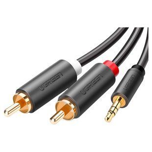 Кабель UGREEN AV102 3.5mm Male To 2xRCA Male Audio Cable 2m (10510) Black 398493 фото