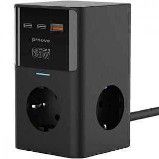 Мережевий фільтр Proove Power Cube 65W (3xAC + 2xType-C + 1xUSB) 1.5m (PSPC36801201) black 359192 фото