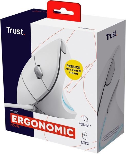 Миша Trust Verto Ergonomic, USB-A, білий (25133_TRUST) 363971 фото