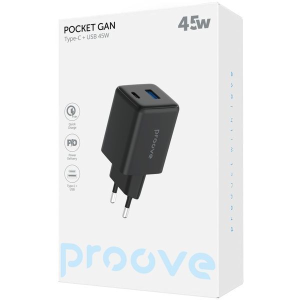 Зарядний Пристрій Proove Pocket Gan 45W Type-C + USB (WCPG45110002) white 383291 фото