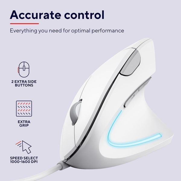 Миша Trust Verto Ergonomic, USB-A, білий (25133_TRUST) 363971 фото