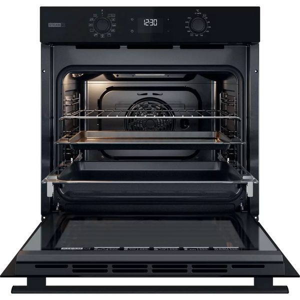 Духова шафа Whirlpool електрична, 71л, A+, дисплей, конвекція, телескопічні напрямні, пара, чорний (OMSK58CU1SB) 368655 фото
