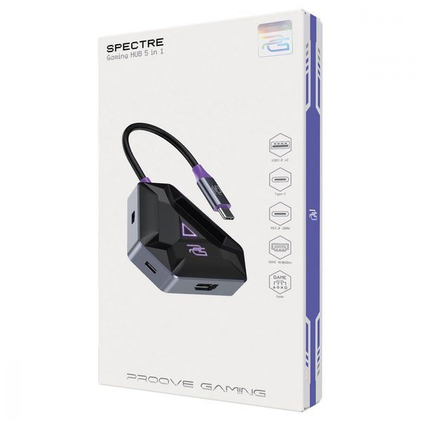 Type-C-Хаб Proove Gaming Spectre (2*USB3.0 + Type-C + PD100W + HDMI) (HBPG10221205) Dark Gray 326659 фото