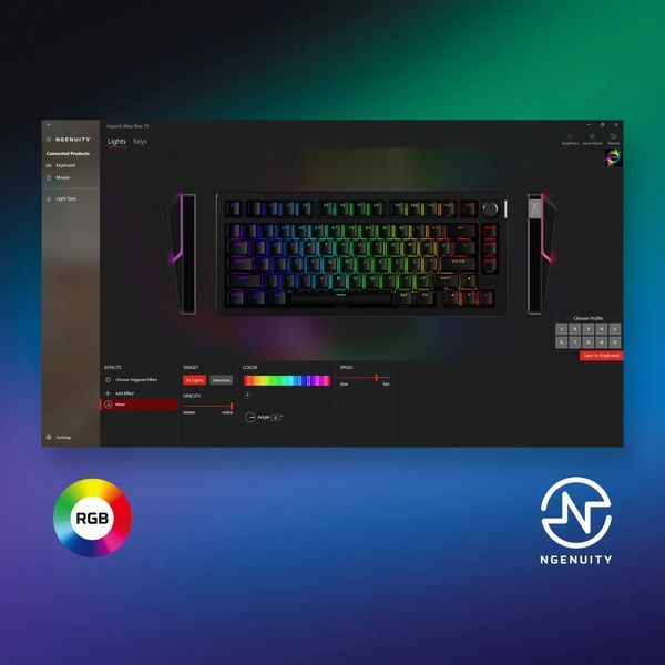 Клавіатура механічна HyperX Alloy Rise 75key, Red, USB-A, EN/UA, RGB, чорний (7G7A4AA) 365961 фото