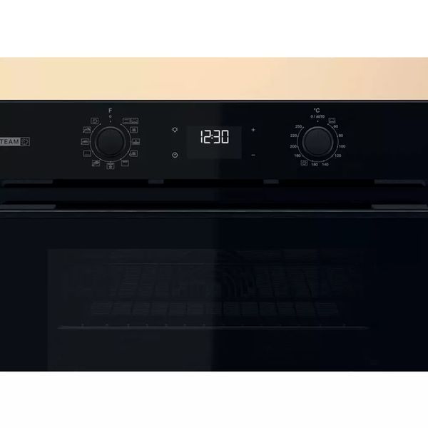 Духова шафа Whirlpool електрична, 71л, A+, дисплей, конвекція, телескопічні напрямні, пара, чорний (OMSK58CU1SB) 368655 фото