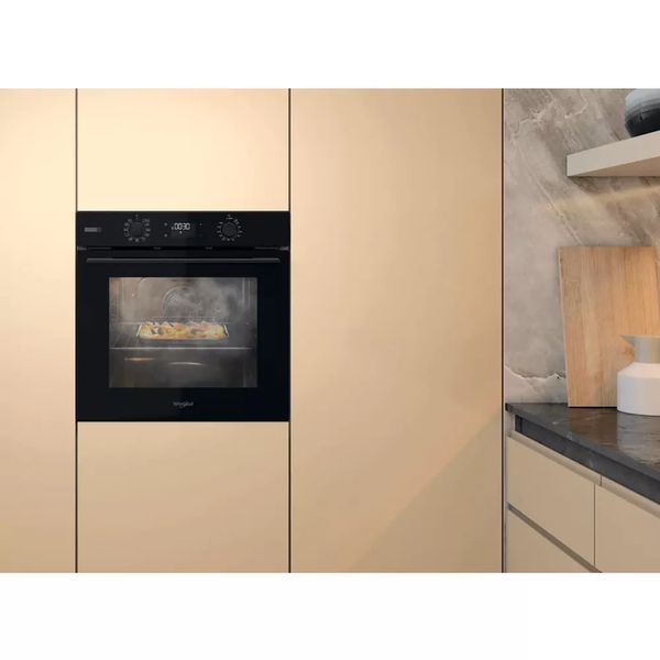 Духова шафа Whirlpool електрична, 71л, A+, дисплей, конвекція, телескопічні напрямні, пара, чорний (OMSK58CU1SB) 368655 фото