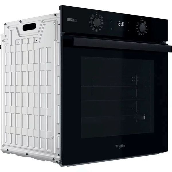 Духова шафа Whirlpool електрична, 71л, A+, дисплей, конвекція, телескопічні напрямні, пара, чорний (OMSK58CU1SB) 368655 фото