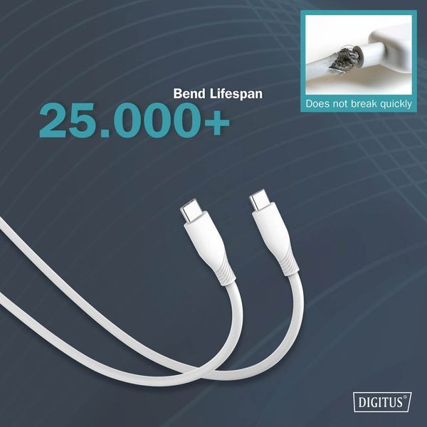 Кабель DIGITUS USB-C > USB-C заряджання/синхронізації, Type-C, 1м, чорний (AK-300343-008-S) 366763 фото