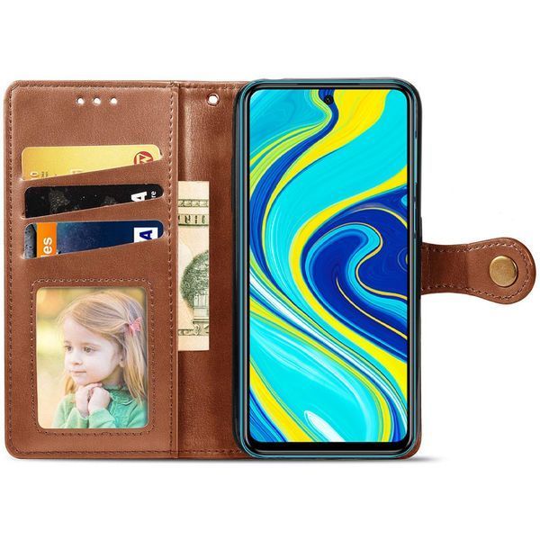 Шкіряний чохол книжка GETMAN Gallant (PU) для Xiaomi Redmi Note 9s / Note 9 Pro / Note 9 Pro Max Коричневий 285416 фото