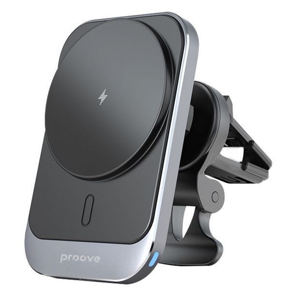 Автомобільний тримач З бездротовою зарядкою Proove Square Magnetic PRO 15W (WHSP15010004) Metal Gray 287175 фото