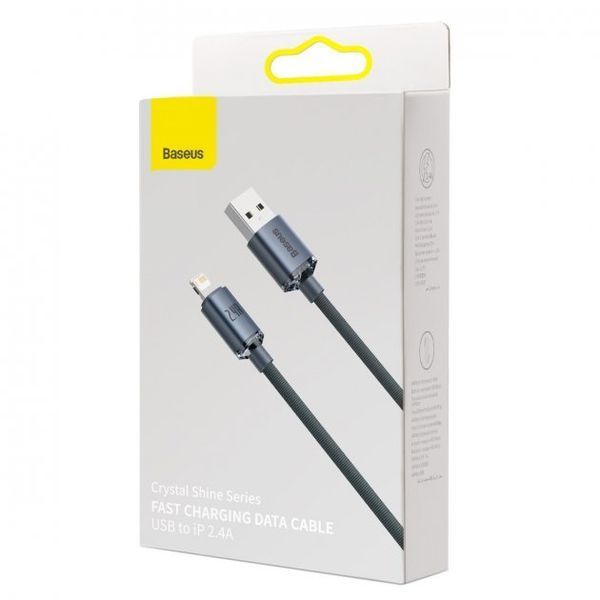 Кабель Baseus Crystal Shine Series Fast Charging Data USB кабель USB To IP 2.4A 1.2m (CAJY000001) Black 255220 фото