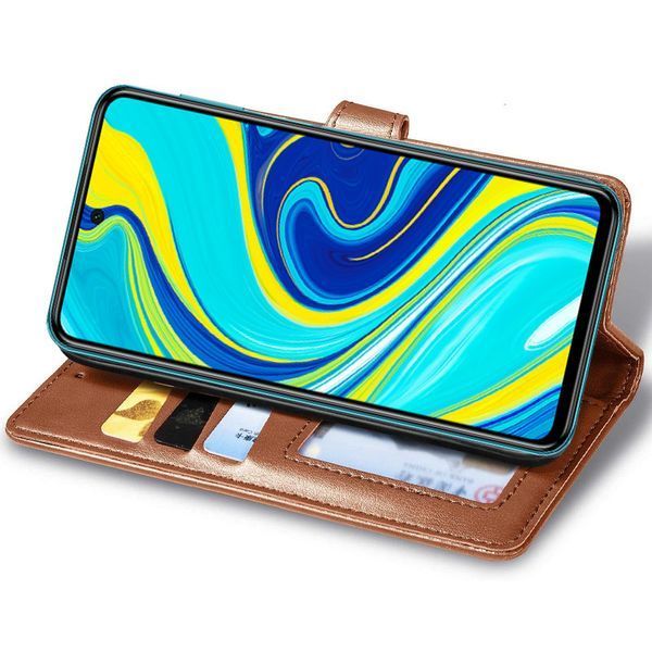 Шкіряний чохол книжка GETMAN Gallant (PU) для Xiaomi Redmi Note 9s / Note 9 Pro / Note 9 Pro Max Коричневий 285416 фото