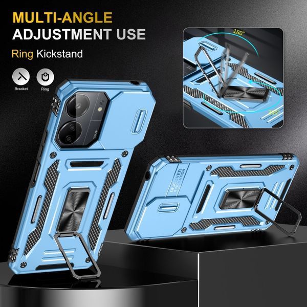 Ударостійкий чохол Camshield Army Ring для Xiaomi Redmi 13C / Poco C65 Блакитний / Light Blue 315906 фото