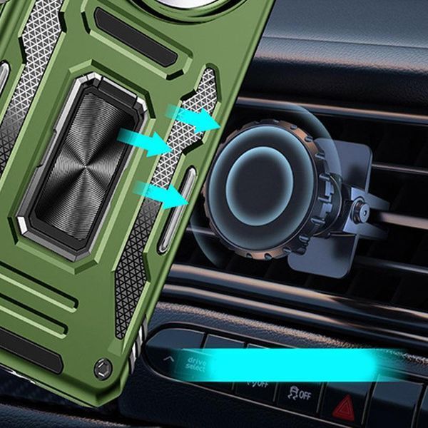 Ударостійкий чохол Camshield Army Ring для Xiaomi Redmi Note 14 Pro 4G/5G / Poco X7 Оливковий / Army Green 388895 фото