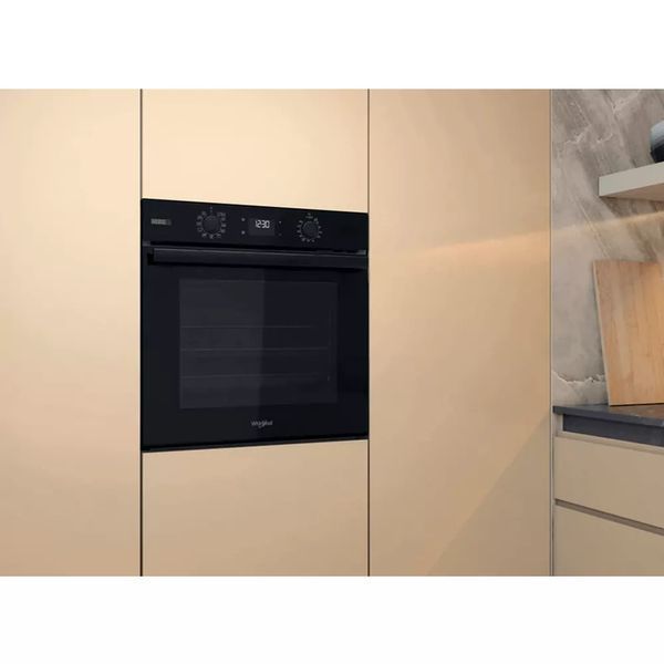 Духова шафа Whirlpool електрична, 71л, A+, дисплей, конвекція, телескопічні напрямні, пара, чорний (OMSK58CU1SB) 368655 фото