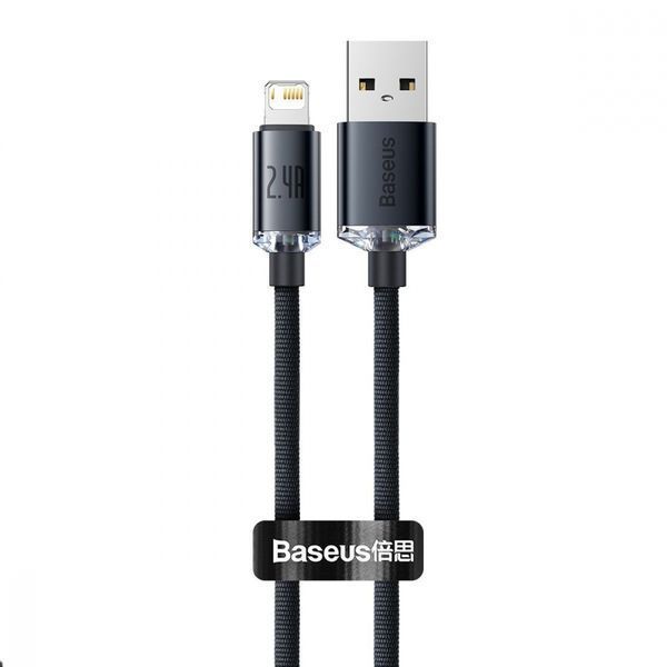 Кабель Baseus Crystal Shine Series Fast Charging Data USB кабель USB To IP 2.4A 1.2m (CAJY000001) Black 255220 фото