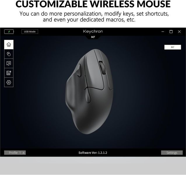 Миша Keychron M7 BT/WL/USB-A/USB-C, чорний (M7-A1) 371425 фото