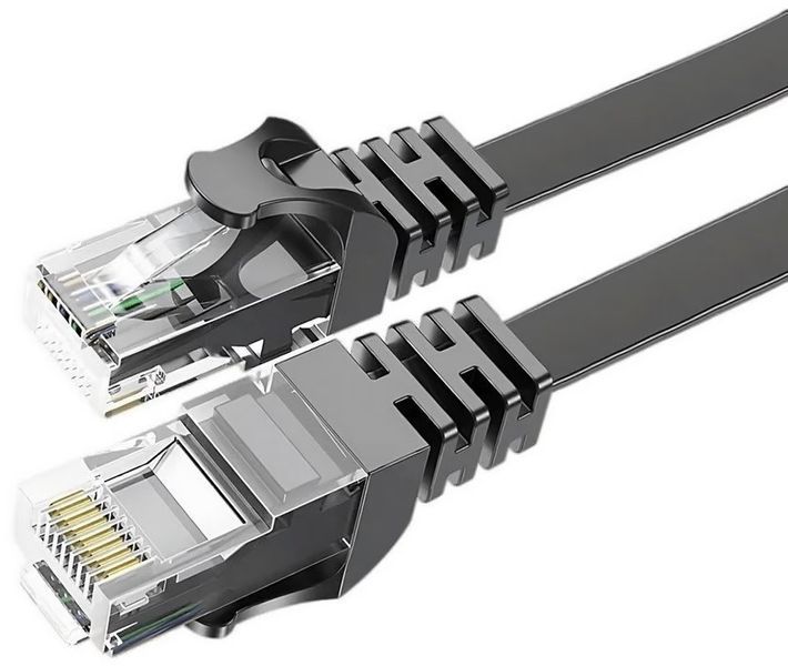 Кабель ESSAGER TopSpeed Cable Ethernet Cat6 RJ45 Splitter Network Flat Cable 15m (EXCWXB-JSE01) Black 315531 фото