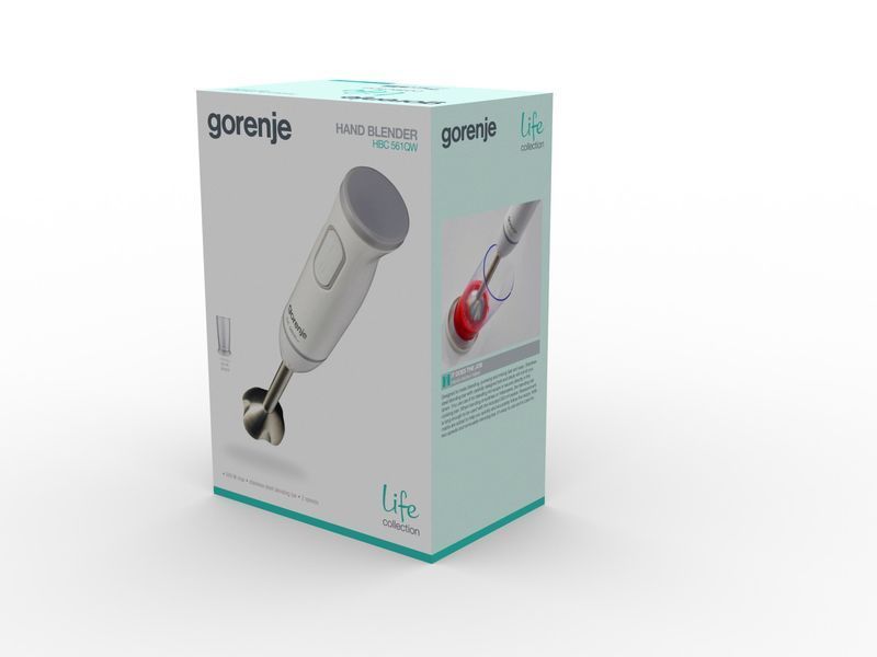 Блендер Gorenje заглибний 560Вт, 2в1, чаша-500мл, білий (HBC561QW) 367320 фото